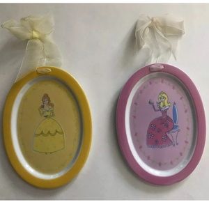 DISNEY 2002 Princess Belle Sleeping Beauty Wall Plate Hanging Set Yellow Pink